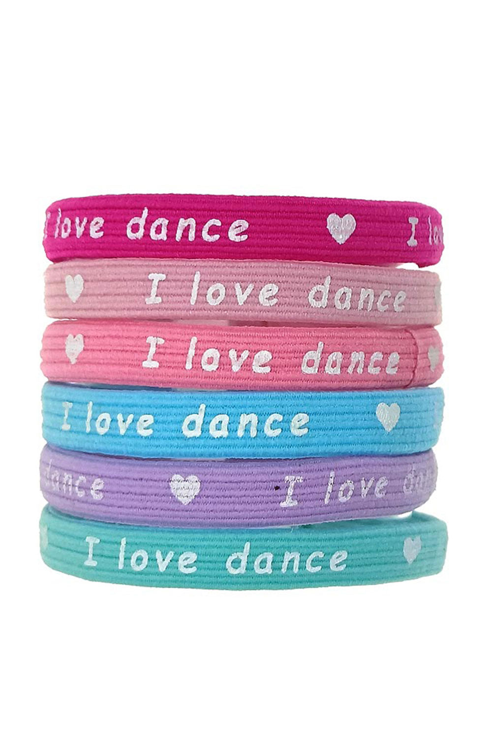 Girardi I LOVE DANCE elastic hair ties - Pack of 6
