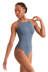 Mirella Sleeveless Floral Embroidery Leotard
