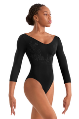 Mirella Long Sleeve Floral Embroidery Leotard