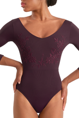 Mirella Long Sleeve Floral Embroidery Leotard