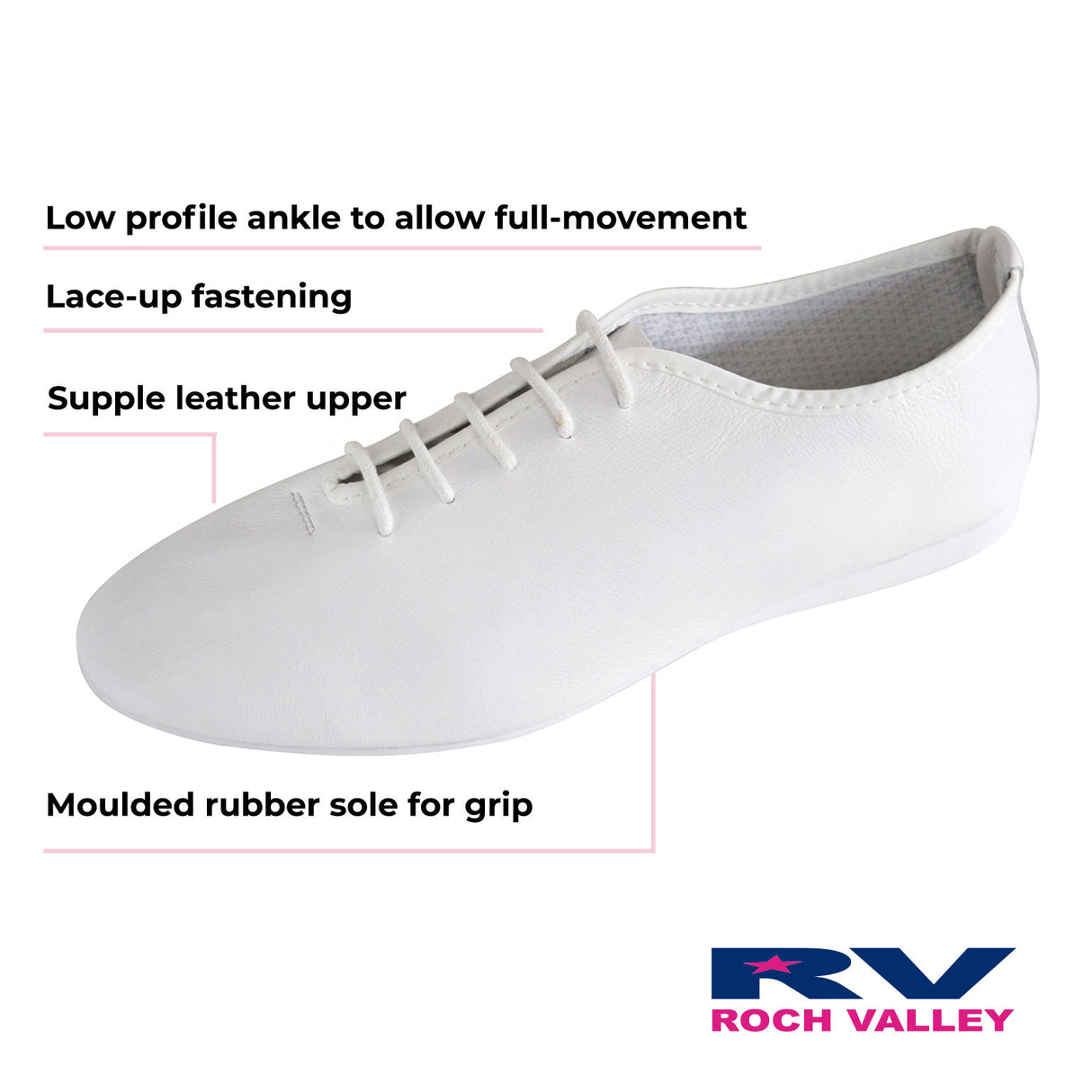 Roch Valley Chaussures de jazz en cuir avec semelle en gomme