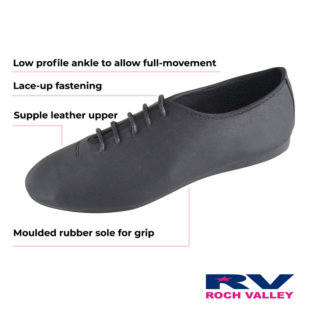 Roch Valley Chaussures de jazz en cuir avec semelle en gomme